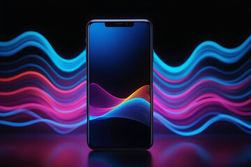 Modern smart mobile phone with waves