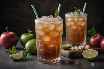 Fototapeta premium Refreshing citrus cocktail with fruits