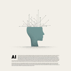 Artificial intelligence vector concept illustration. Symbol of new technology, innovation. Minimal design.