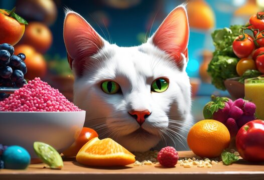 illustration, healthy pet food nutrition dogs natural ingredients balanced diet concept, cat, animal, meal, plan, dietary, needs, feeding, guide, organic