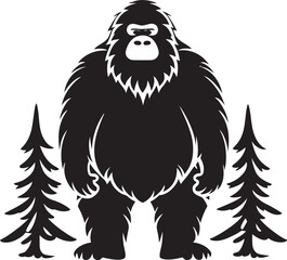 "Gentle Giant Grin: Mystical Bigfoot Vector Logo" "Yeti Yarn: Charming Fullbody Bigfoot Emblem"