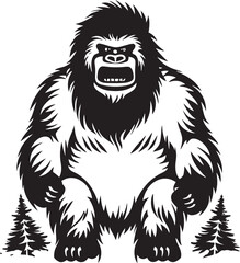 "Sasquatch Serenade: Cute Bigfoot Icon Design" "Gentle Giant Grin: Mystical Bigfoot Vector Logo"