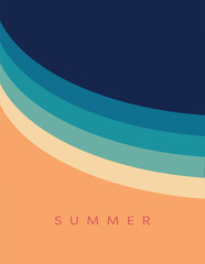 Abstract summer poster print vector template. Minimal design illustration of a beach and the ocean. - 758311754