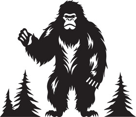 "Gentle Giant Grin: Playful Sasquatch Icon Design" "Enchanted Evergreen Entity: Cute Bigfoot Vector Emblem"