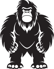 "Furry Forest Guardian: Adorable Bigfoot Symbol in Black" "Mythical Meadow Protector: Whimsical Fullbody Bigfoot Icon Design"