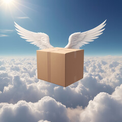 Delivery box with wings symbol of air transportation - 758312321