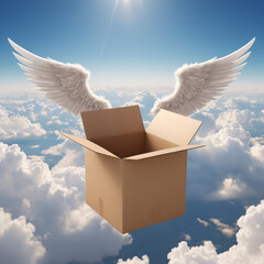 Delivery box with wings symbol of air transportation - 758312326