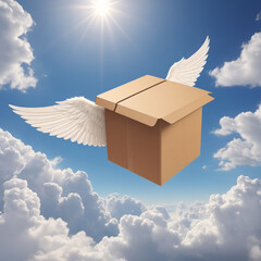 Delivery box with wings symbol of air transportation - 758312328