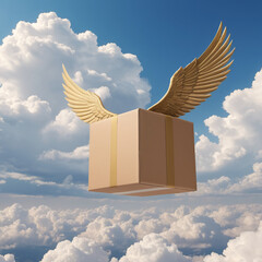 Delivery box with wings symbol of air transportation - 758312329