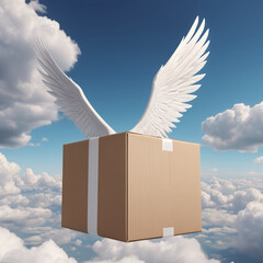 Delivery box with wings symbol of air transportation - 758312348