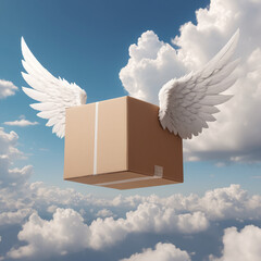 Delivery box with wings symbol of air transportation - 758312355
