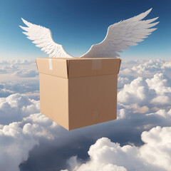 Delivery box with wings symbol of air transportation - 758312366