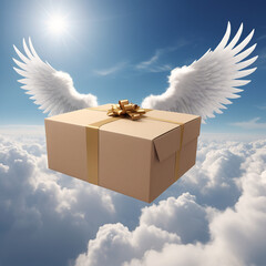 Delivery box with wings symbol of air transportation - 758312370
