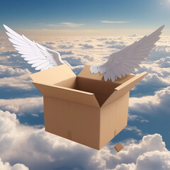 Delivery box with wings symbol of air transportation - 758312384