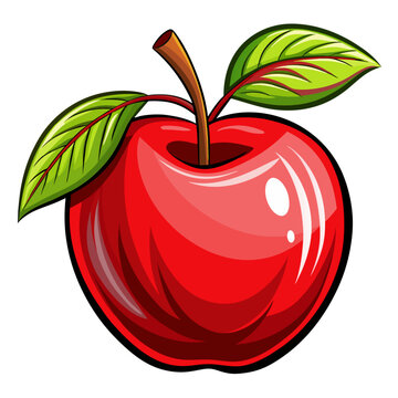 recommend clip art: Red apple with leaf isolated on white background. Vector clip art illustration.