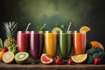 Heap of various fruit and vegetables drink - 758312507