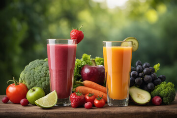 Heap of various fruit and vegetables drink - 758312515