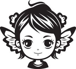 "Pixie Dust Dreamscape: Playful Cartoon Fairy Logo Design" "Whimsical Woodland Whispers: Adorable Black Fairy Emblem"