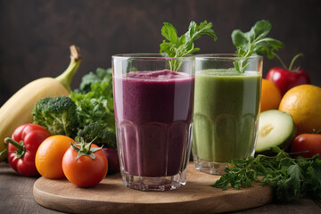 Heap of various fruit and vegetables drink - 758312540