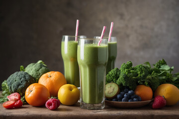 Heap of various fruit and vegetables drink - 758312545