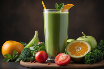 Heap of various fruit and vegetables drink - 758312556