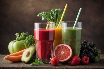 Heap of various fruit and vegetables drink - 758312578