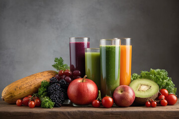 Heap of various fruit and vegetables drink - 758312586