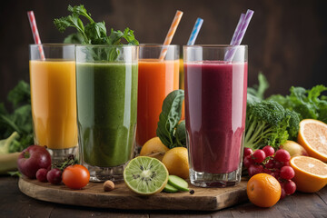 Heap of various fruit and vegetables drink - 758312593