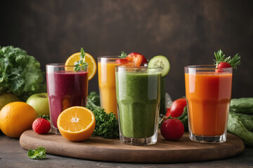Heap of various fruit and vegetables drink - 758312598
