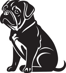 Captivating Pug Illustration: Iconic Vector Artwork Fetching Pug Emblem: Chic Black Logo Vector