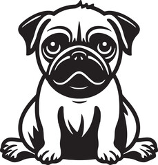 Pug Personality: Expressive Iconic Vector Design Pug Panache: Elegant Black Logo Vector