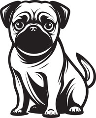 Pug Positivity: Cheerful Black Logo Vector Pug Charm: Endearing Iconic Vector Design