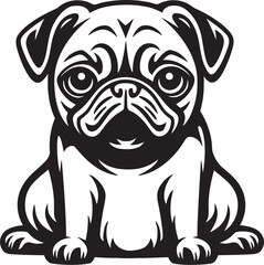 Pug Presence: Distinctive Icon Vector Art Pug Positivity: Cheerful Black Logo Vector