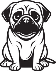 Pug Charm: Endearing Iconic Vector Design Pug Elegance: Refined Black Logo Vector