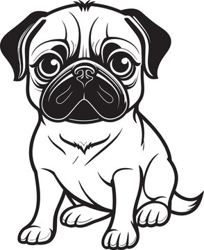 Pug Joy: Playful Icon Vector Art Pug Euphoria: Dynamic Black Logo Vector