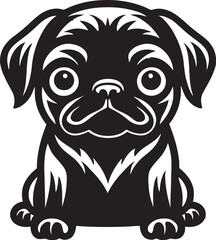 Vibrant Pug Emblem: Playful Iconic Vector Illustration Pug Passion: Elegant Black Logo Vector Design