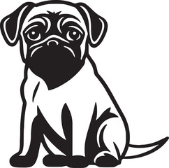 Charming Pug Emblem: Elegant Iconic Vector Artwork Adorable Pug Badge: Vibrant Black Logo Vector