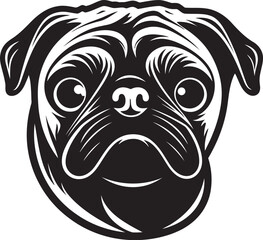 Playful Pug Icon: Chic Vector Design for Pug Lovers Elegant Pug Silhouette: Dynamic Black Vector Illustration