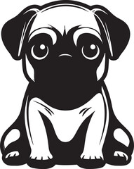 Chic Pug Illustration: Sleek Iconic Vector Design Expressive Pug Badge: Cute Black Vector Art