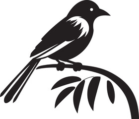 Serene Jungle Sanctuary: Perched Bird Vector Logo Icon Design Enchanted Rainforest Majesty: Tropical Bird Black Logo Vector