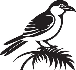 Fototapeta premium Exquisite Jungle Symphony: Perched Bird Vector Logo Icon Design Ethereal Rainforest Elegance: Tropical Bird Black Logo Vector