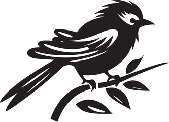 Fototapeta premium Tropical Tranquility: Avian Beauty Black Logo Vector Exquisite Jungle Symphony: Perched Bird Vector Logo Icon Design