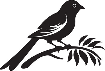 Fototapeta premium Majestic Jungle Sanctuary: Perched Bird Vector Logo Icon Design Radiant Rainforest Majesty: Tropical Bird Black Logo Vector