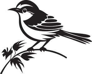 Fototapeta premium Whimsical Avian Symphony: Tropical Bird Black Logo Vector Majestic Jungle Beauty: Perched Bird Vector Logo Icon Design