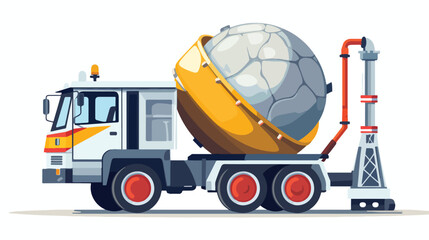 Flat icon A cement mixer truck with a rotating drum