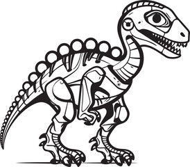 Robo-Dino Power Insignia: Black Logo Icon Design Featuring Vector Graphics Cyber-Raptor Crest: Vector Black Logo Icon Design for Futuristic Brands