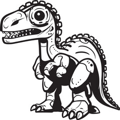 Fototapeta premium Techno-Dino Symbol: Vector Black Logo Icon Design for Cutting-Edge Dinosaur Robotics Robo-Saur Insignia: Black Logo Icon Design Depicting Robotic Dinosaur in Vector Format