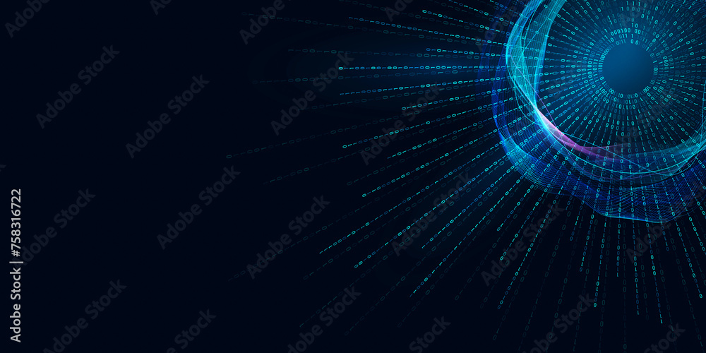 Aufkleber digital innovation, technology, big data. abstract binary shape with circular wave element for desig