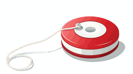 Flat icon A classic red and white yo-yo with a stri