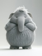 A cute, fluffy animated character resembling a woolly mammoth.